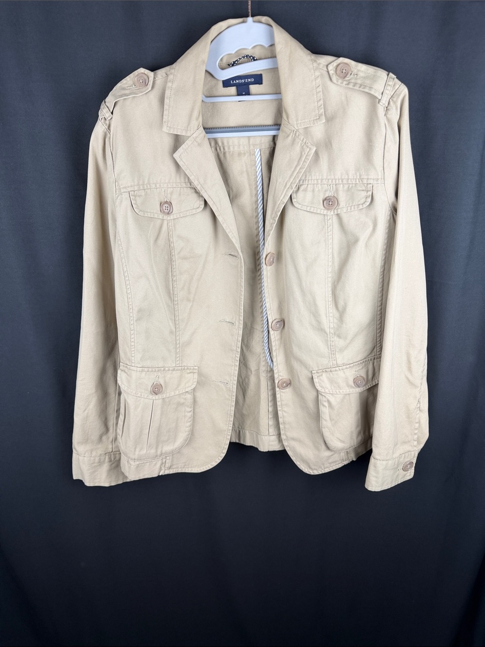 Lands' End Khaki Cargo Utility Field Jacket
